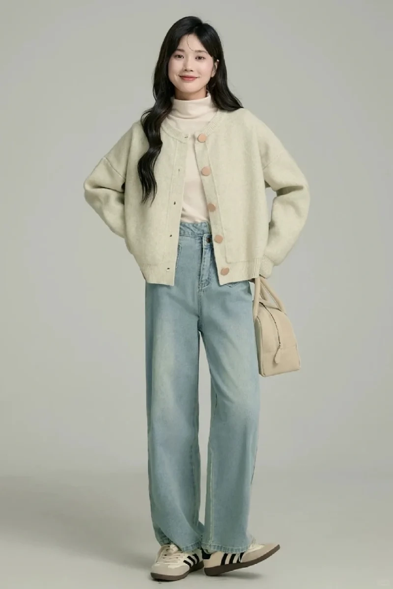 Street style cực chất với áo cardigan dệt kim street style