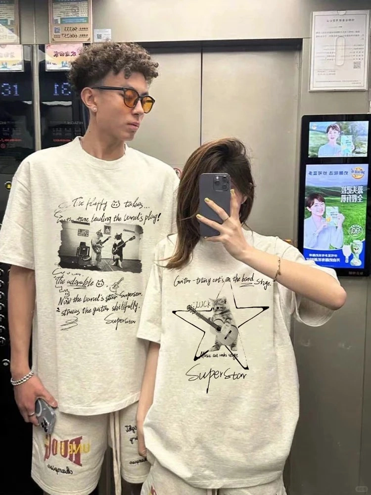 Áo thun cặp tết vải cotton 100% thoáng mát khi đi chơi xuân