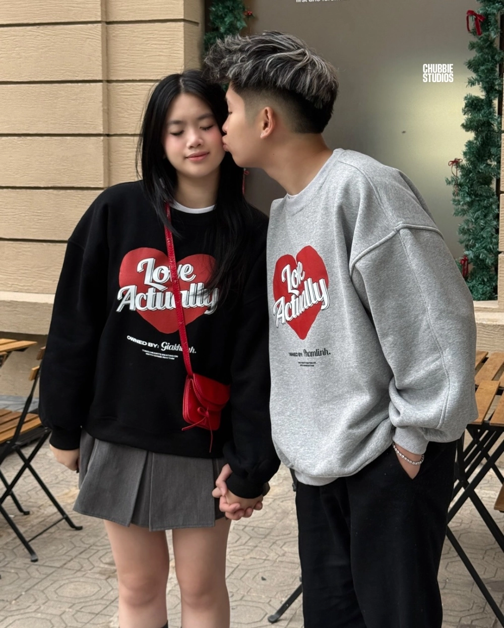 Áo hoodie đôi oversized mặc mùa đông màu xanh pastel