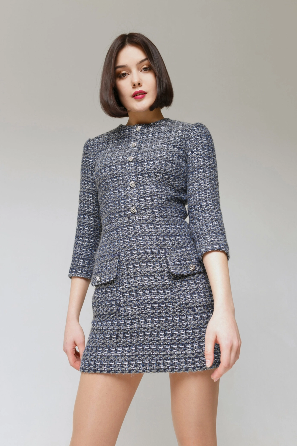 Váy dạ tweed liền thân gọn gàng tôn dáng